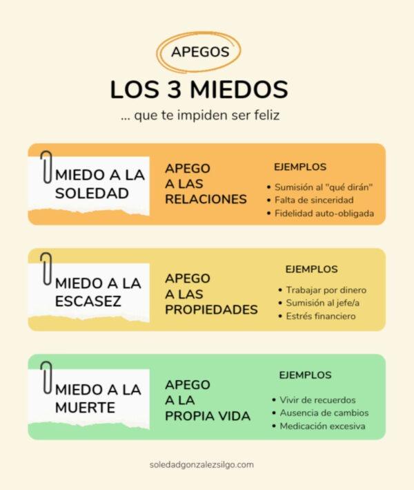 Mapa Conceptual: 3 tipos de miedos o apegos que te impiden ser feliz.
